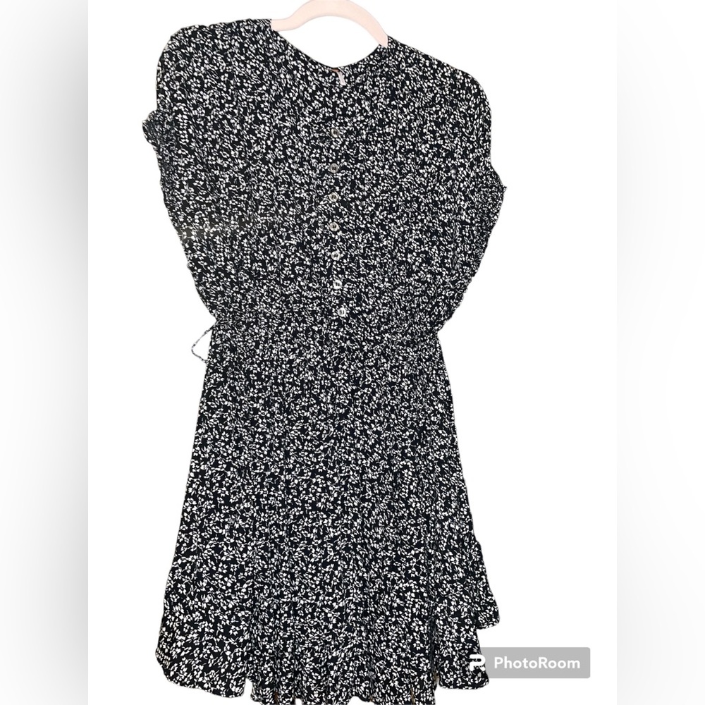 Free People  Size Small Mini Dress Black Floral Print 100% Rayon